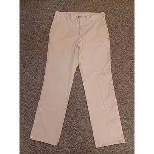 Nike Golf Pants Men Sz 34 Beige Tan Flat Front Chino Performance Stretch Dri Fit